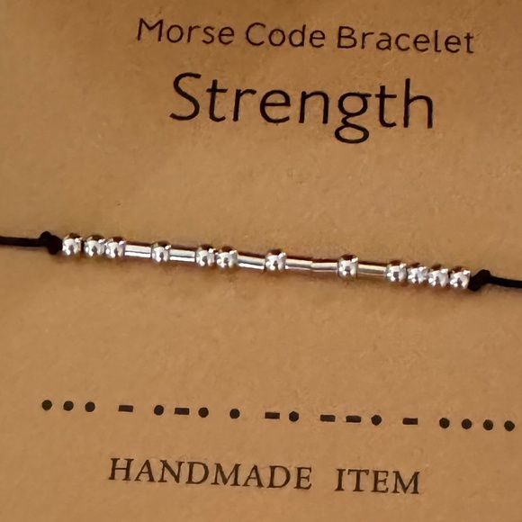 STRENGTH Lot x 2: Black Glass Candle Primitives by Kathy Morse Code Bracelet NEW - Picture 3 of 16